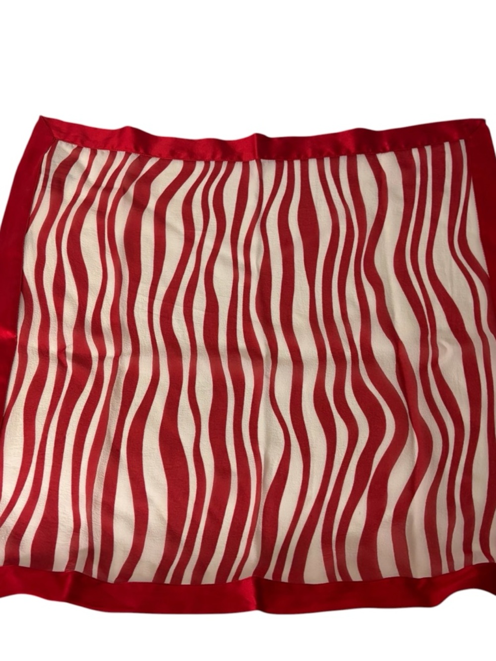 Nordstrom 100 % Silk Scarf Made Italy  Red / White 18”X18”. - Picture 3 of 5